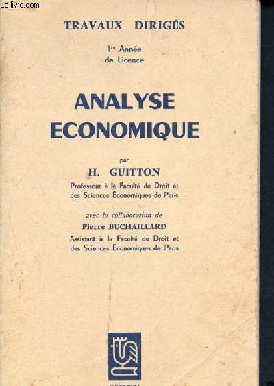 Analyse economique - 1ere annee - travaux diriges