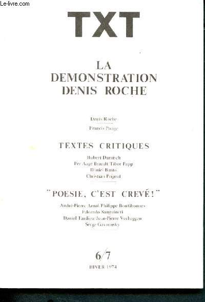 TXT - 6/7 hivers 1974- la demonstration Denis roche- textes critiques - poesie, c'est crev !