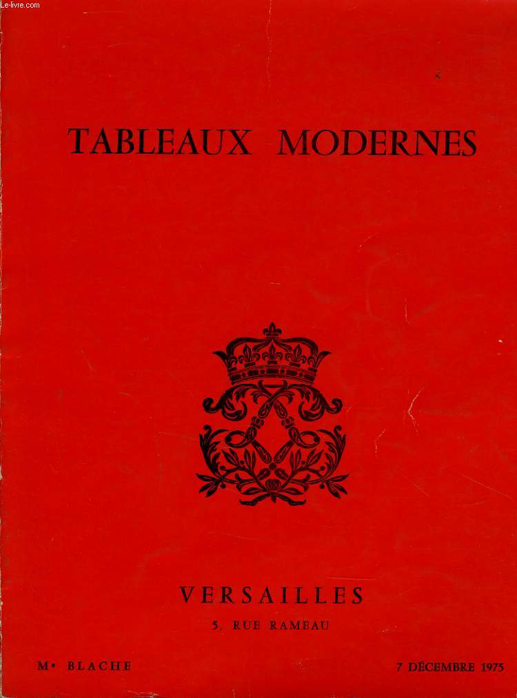 CATALOGUE DE VENTE AUX ENCHERES : Tableaux modernes le 7 dcembre 1975  l'hotel Rameau  Versailles