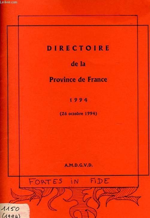 DIRECTOIRE DE LA PROVINCE DE FRANCE 1994