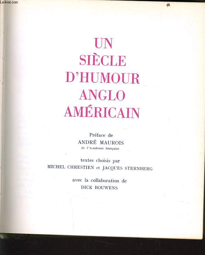 UN SIECLE D'HUMOUR ANGLO AMERICAIN