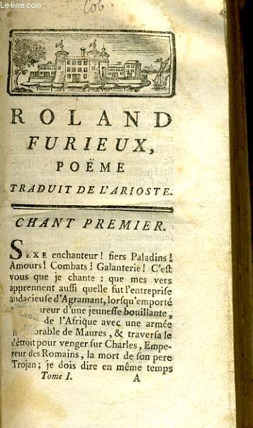 ROLAND FURIEUX POME HEROQUE DE L'ARIOSTE tome 1