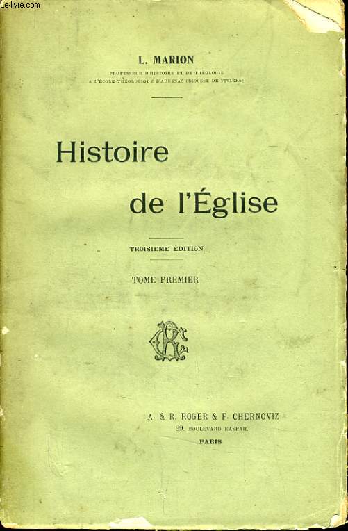 HISTOIRE DE L'EGLISE tome 1