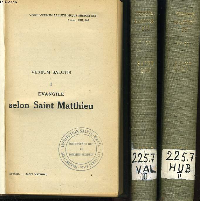 VERBUM SALUTIS en 3 tomes (1-2-3) : Evangile selon saint Marc -