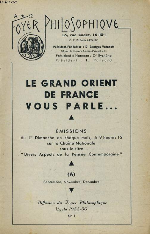 FOYER PHILOSOPHIQUE N1 - LE GRAND ORIENT DE FRANCE VOUS PARLE ...