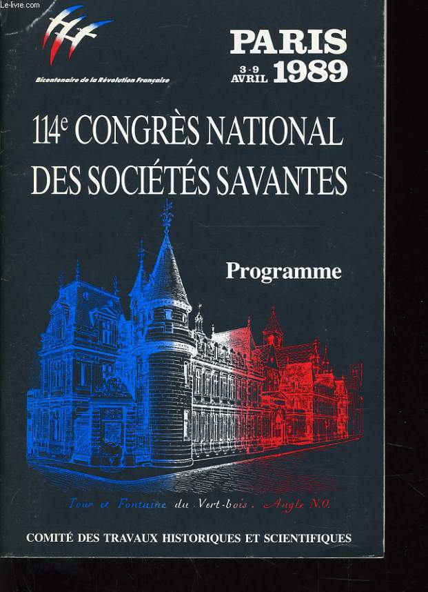 114e CONGRES NATIONAL DES SOCIETES SAVANTES - PROGRAMME
