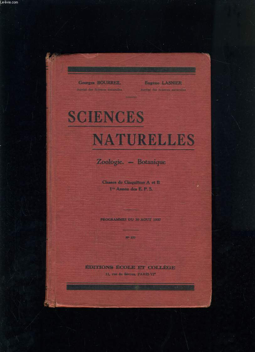 SCIENCES NATURELLES - ZOOLOGIE - BOTANIQUE