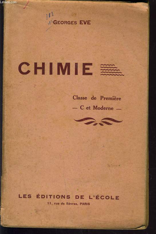 CHIMIE. CLASSE DE PREMIRE C ET MODERNE