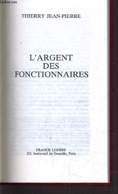 L'ARGENT DES FONCTIONNAIRES.