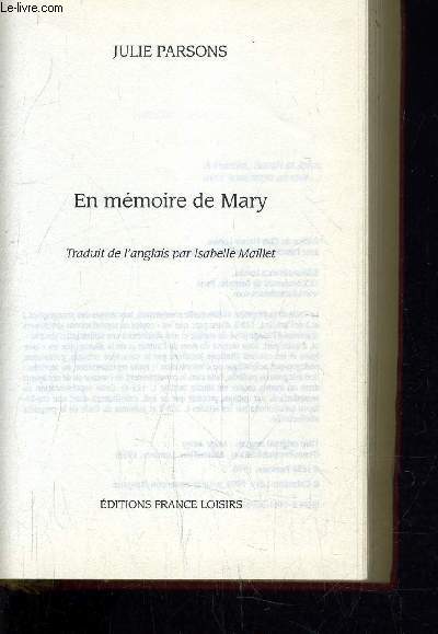 EN MEMOIRE DE MARY.