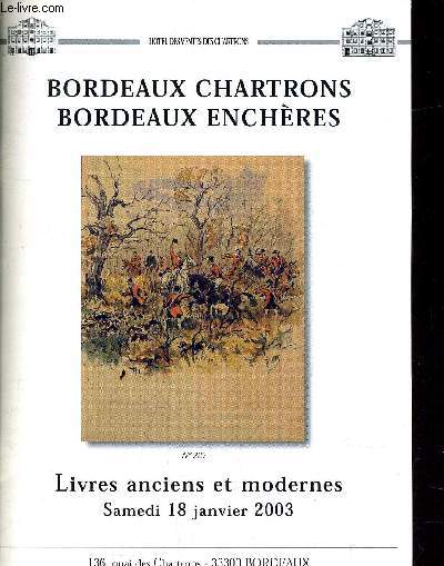 BORDEAUX CHARTRONS BORDEAUX ENCHERES - LIVRES ANCIENS ET MODERNES SAMEDI 18 JANVIER 2003 - N225.
