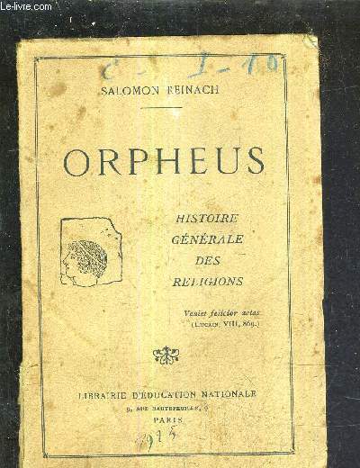 ORPHEUS - HISTOIRE GENERALE DES RELIGIONS.