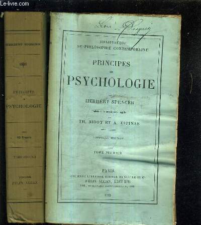 PRINCIPES DE PSYCHOLOGIE - EN DEUX TOMES - TOMES 1 + 2 / NOUVELLE EDITION.