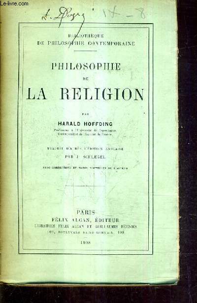 PHILOSOPHIE DE LA RELIGION .