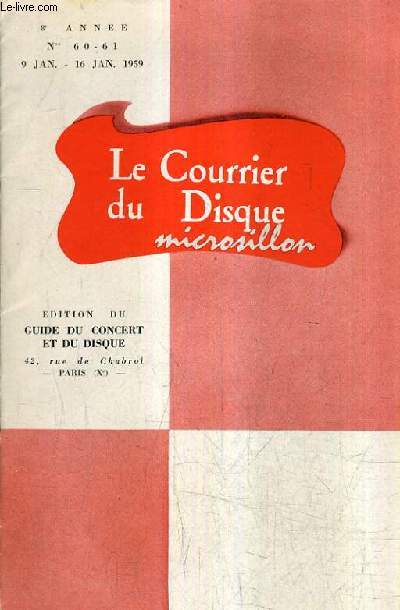 LE COURRIER DU DISQUE MICROSILLON N60-61 9 - 16 JANVIER 1959 8E ANNEE -