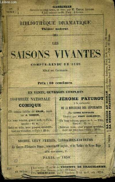 LES SAISONS VIVANTES COMPTE RENDU DE 1849.