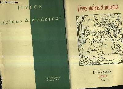 LOT DE 2 CATALOGUES DE LA LIBRAIRIE QUENTIN GENEVE DE 1993 - LIVRES ANCIENS & MODERNES - CATALOGUE XI + HORS SERIE.