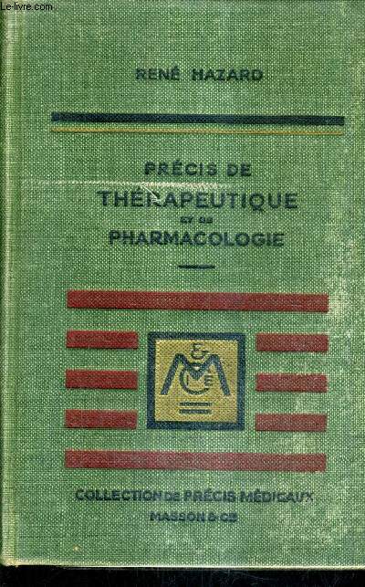 PRECIS DE THERAPEUTIQUE ET DE PHARMACOLOGIE - 9E EDITION 1950 AVEC SUPPLEMENT 1956.
