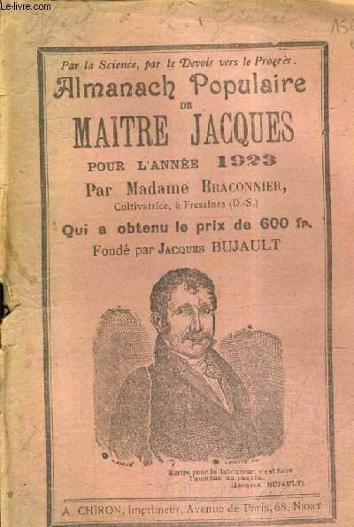 ALMANACH POPULAIRE DE MAITRE JACQUES POUR L'ANNEE 1923 - FONDE PAR JACQUES BUJAULT.