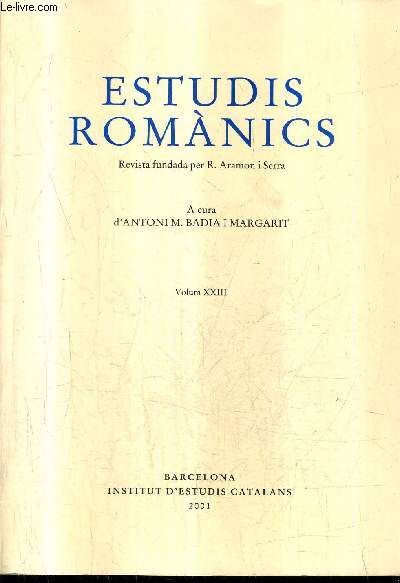 ESTUDIS ROMANICS - VOLUM XXIII.
