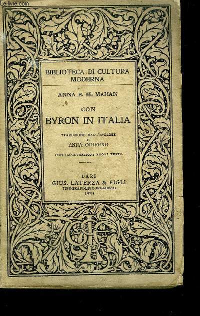 CON BYRON IN ITALIAN / COLLECTION BIBLIOTECA DI CULTURA MODERNA