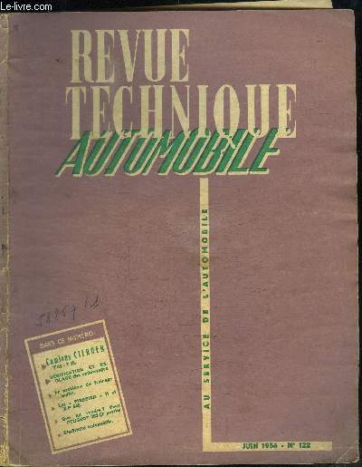 REVUE TECHNIQUE AUTOMOBILE N122 - JUIN 1956