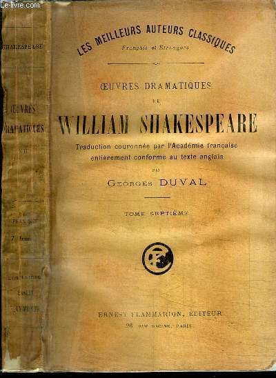 OEUVRES DRAMATIQUES DE WILLIAM SHAKESPEARE / TOME 7