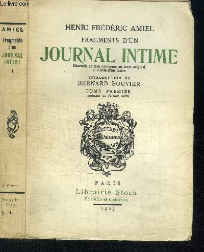 FRAGMENTS D'UN JOURNAL INTIME - TOME 1