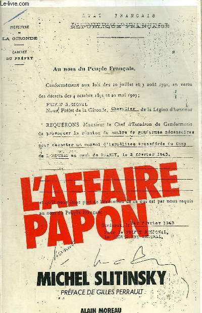 L'AFFAIRE PAPON + ENVOI DE L'AUTEUR.