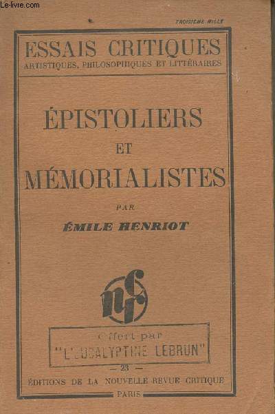 Epistoliers et mmorialistes - collection 