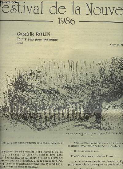 Festival de la Nouvelle - 1986 - Gabrielle Rolin - Je n'y suis pour personne (indit) - Illustr par Florence Josset