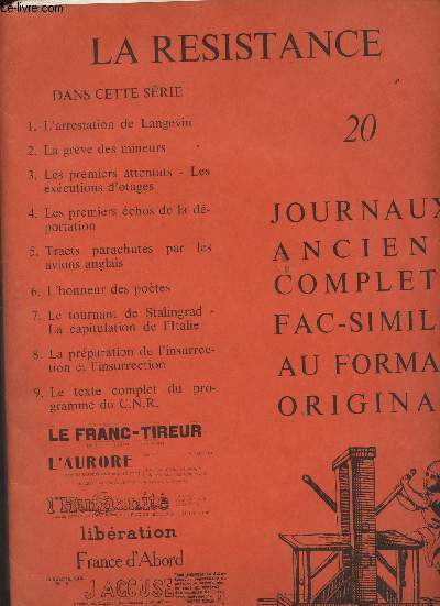 Journaux du temps pass - La rsistance - 20 journaux anciens complets fac-simil au format orginial