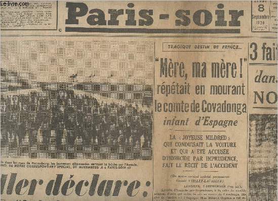 Paris-Soir n5.519 16e anne jeudi 8 sept. 38 - Hitler dclare: