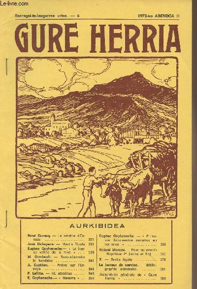 Gure Herria - Berrogoi-ta-laugarren urtea - 6 1972-ko ABENDOA II - Le rtable d'Esnazu - Martin Tipula - 