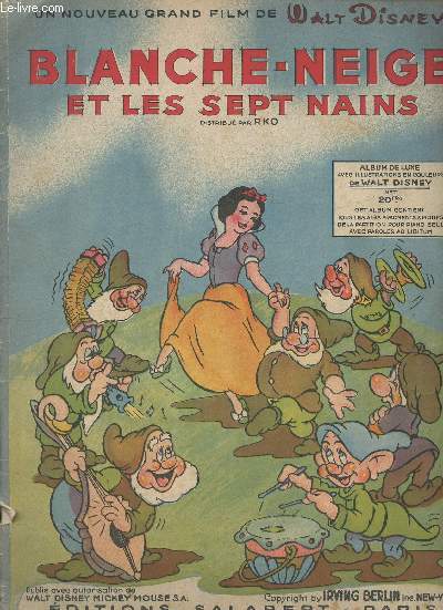 Blanche-neige et les septs nains, distribu par RKO - Un nouveau grand film de Walt Disney