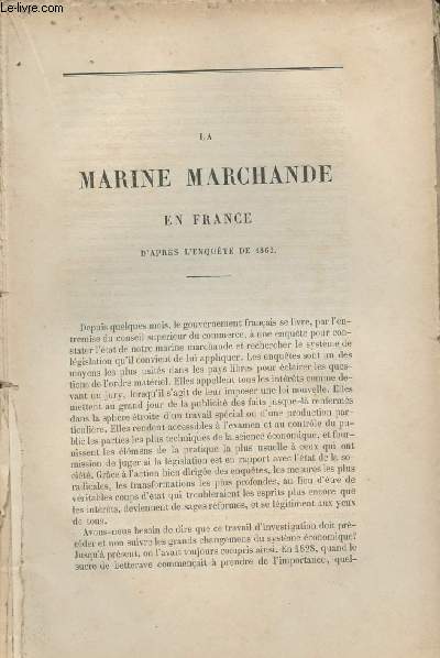 1 article de la Revue des deux mondes - La marine marchande en France d'aprs l'enqute de 1862