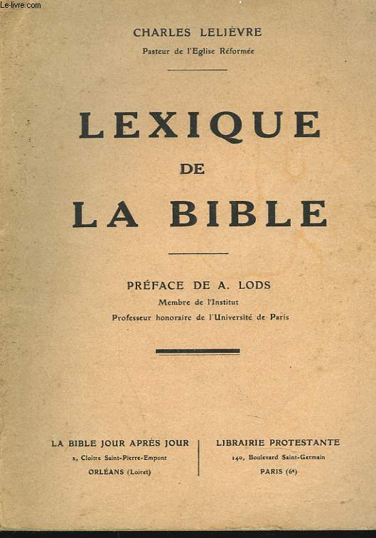 LEXIQUE DE LA BIBLE