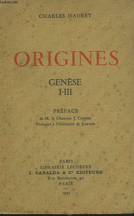 ORIGINES. GENESE I-III.