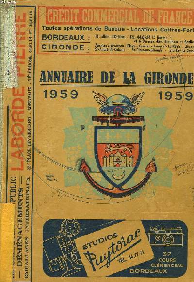 ANNUAIRE DE LA GIRONDE 1959. 180e ANNEE.