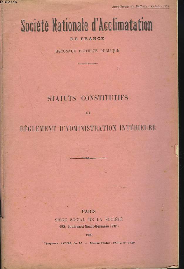 STATUTS CONSTITUTIFS ET REGLEMENT D4ADMINISTRATION INTERIEURE