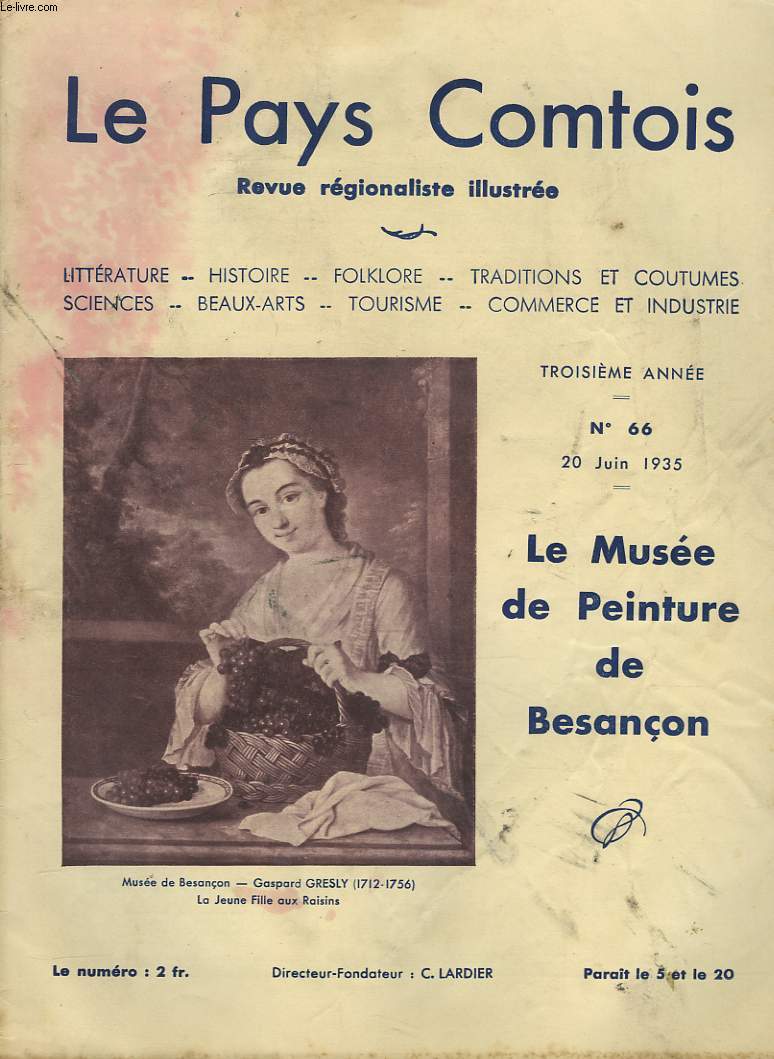 LE PAYS COMPTOIS N66, 20 JUIN 1935. LE MUSEE DE PEINTURE DE BESANCON.