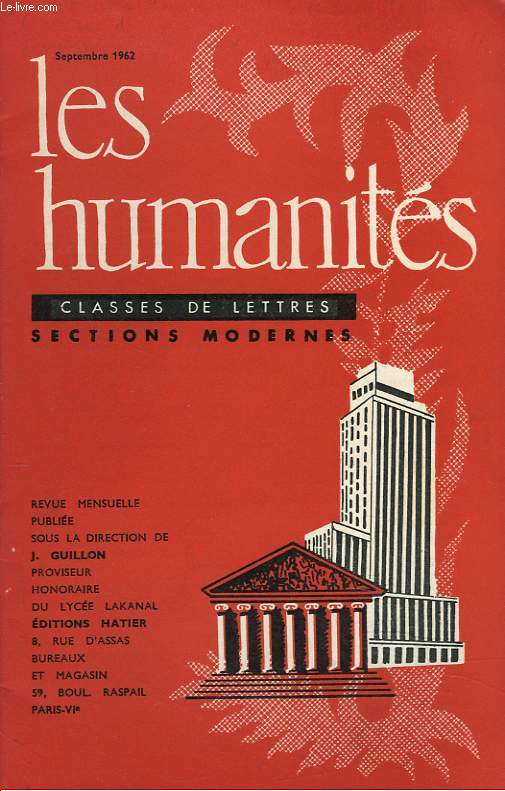 LES HUMANITES, CLASSES DE LETTRES, SECTIONS MODERNES, 6e ANNEE, N 50, SEPT 1962, N1. PHILOSOPHIE : PLANS 