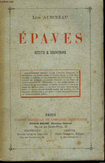 EPAVES. RECITS ET SOUVENIRS.