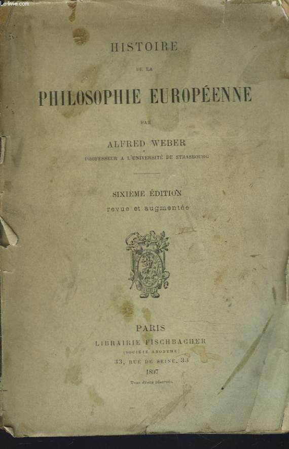 HISTOIRE DE LA PHILOSOPHIE EUROPEENNE