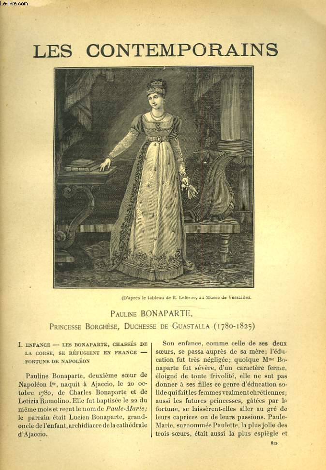 LES CONTEMPORAINS N612. PAULINE BONAPARTE, PRINCESSE BORGHESE, DUCHESSE DE GUASTALLA (1780-1825).