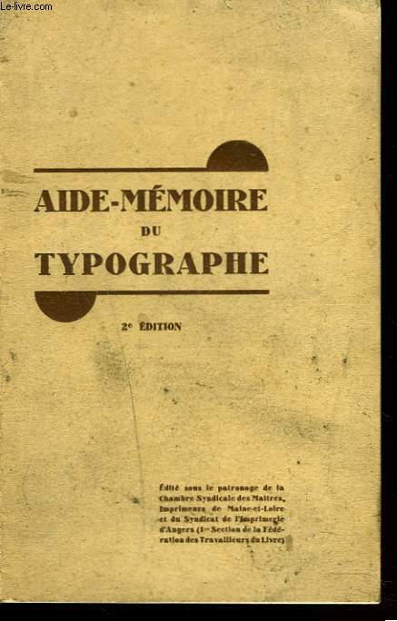 AIDE-MEMOIRE DU TYPOGRAPHE.