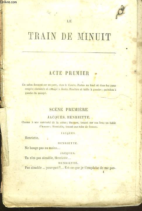 LE TRAIN DE MINUIT. COMEDIE EN 2 ACTES.