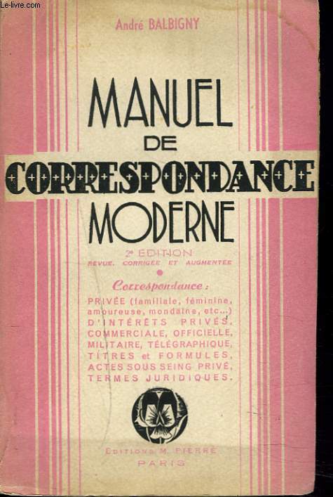 MANUEL DE CORRESPONDANCE MODERNE