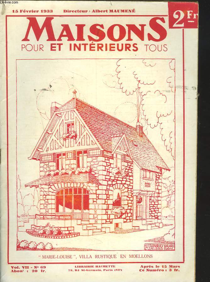 MAISONS ET INTERIEURS POUR TOUS N69, 15 FEVRIER 1933. 