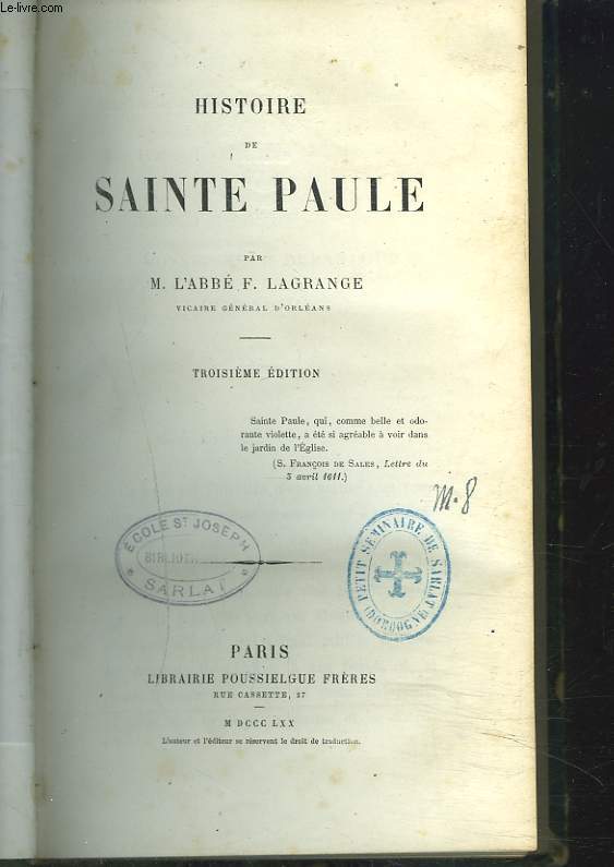 HISTOIRE DE SAINTE PAULE